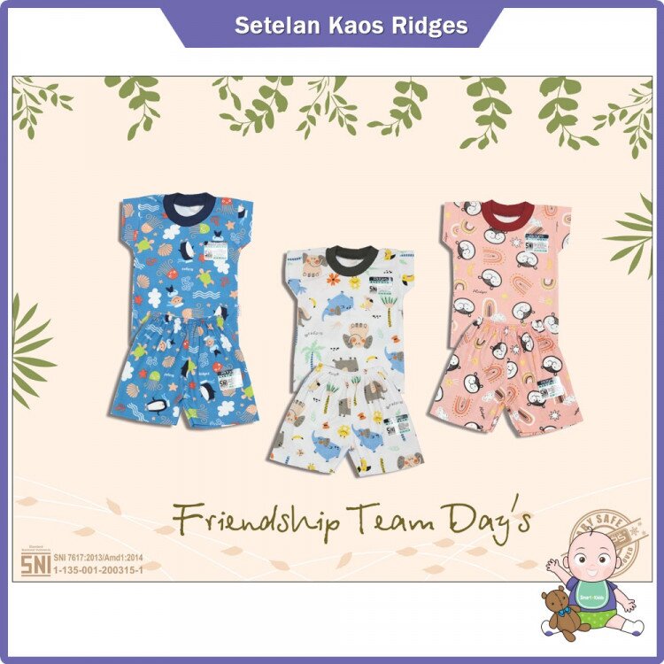 Baju Setelan Kaos Anak Ridges Motif Friendship Team Days - SNI
