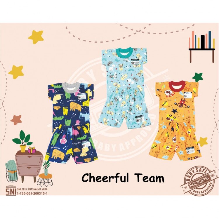 Baju Setelan Kaos Anak Ridges Motif Cheerful Team - SNI