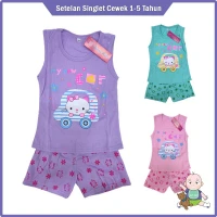 Setelan Singlet Anak Perempuan / Setelan Baju + Celana Anak Cewek / Fashion Anak Perempuan 1- 5 tahun