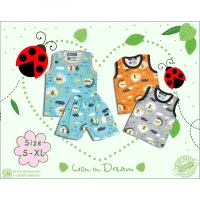 Baju Setelan Anak Singlet Ridges Motif Lion In Dream - Baju Bayi Adem Lembut ber-SNI - Setelan Baju Bayi