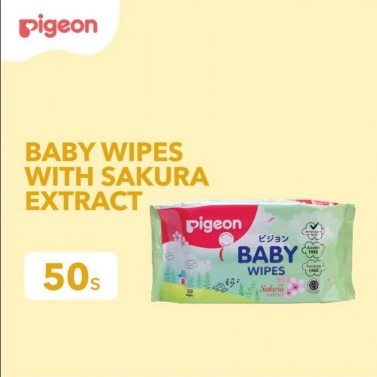 Pigeon Baby Wipes with Sakura Extract 50s / Tisu Basah Pigeon Sakura