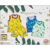Baju Setelan Anak Singlet Ridges Motif Playfull Team - Baju Bayi Adem Lembut ber-SNI - Setelan Baju Bayi