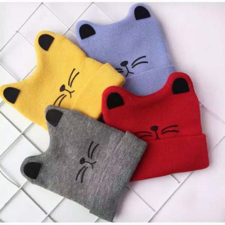 Topi Bayi Kupluk Kuping Kucing Lucu 22060026 / Topi Kupluk Bayi