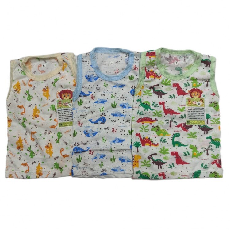 Atasan Singlet Anak Murah Full Print 3pcs (Motif Random)