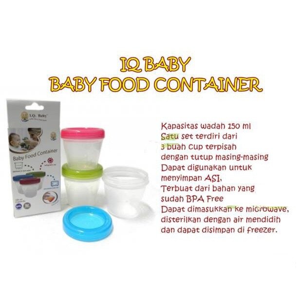 IQ Baby Multifunction Food Container 150ml / Kontainer Makanan Bayi / Tempat Makanan Bayi / Tempat MPASI