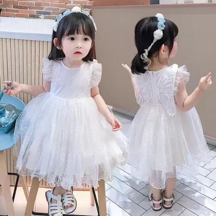 Gaun Pesta Anak Perempuan Putih Kupu-Kupu 22110076-79 / Dress Party Ala Korea / Gaun Ulang Tahun Anak / Dress Mewah Ala Korea