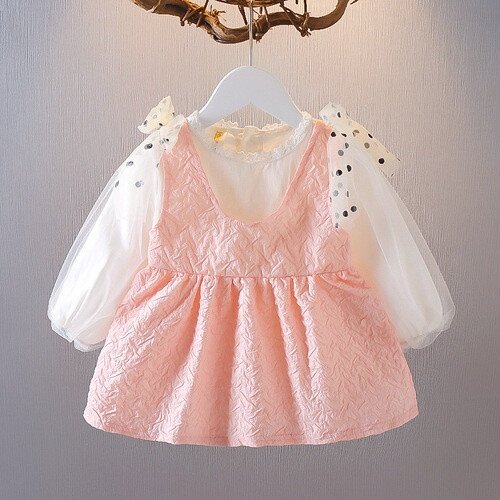 Terusan Gaun Anak Perempuan Lengan Panjang Salem / Dress Anak Perempuan / Fashion Anak Perempuan / Baju Imlek Lebaran