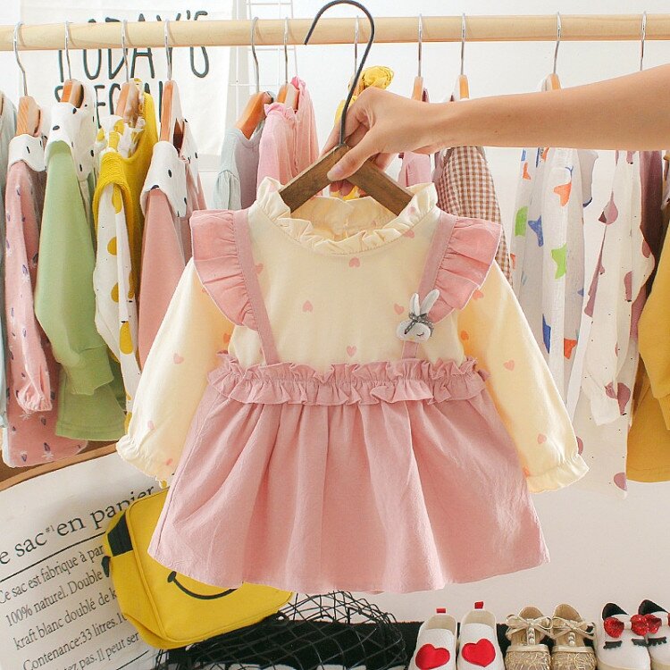 Terusan Gaun Anak Perempuan Lengan Panjang Tali Rabbit / Dress Anak Perempuan / Fashion Anak Perempuan / Baju Imlek Lebaran