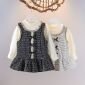Terusan Gaun Anak Perempuan Lengan Panjang Kotak Pita Kecil / Dress Anak Perempuan / Fashion Anak Perempuan / Baju Imlek Lebaran
