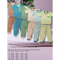 Setelan Baju Bayi Pendek Celana Panjang Polos / Baju Anak Kancing Pundak / Baju Tidur Anak / Piyama Anak Unisex