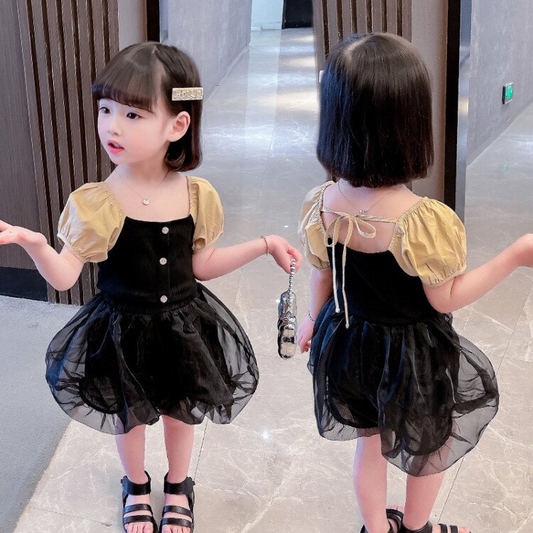 Terusan Gaun Anak Perempuan Tutu Hitam Coklat / Dress Anak Perempuan / Fashion Anak Perempuan / Baju Imlek Lebaran