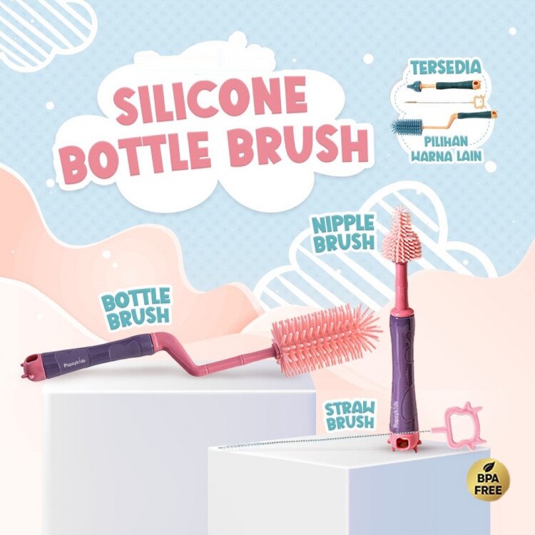 Sikat Botol Susu Bayi Silikon 3 in 1 / Sikat Dot Bayi / Silicone Bottle Brush / Baby Bottle and Nipple Brush