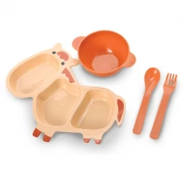 Alat Makan Bayi Feeding Set Baby Safe Gajah Jerapah / Perlengkapan MPASI Bayi / Kado Lahiran Perlengkapan MPASI