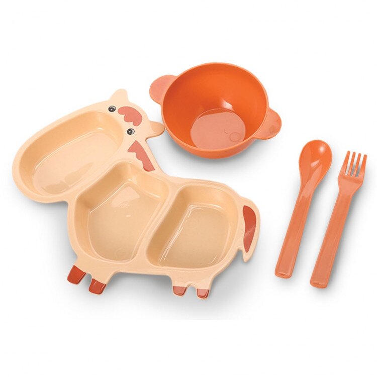 Alat Makan Bayi Feeding Set Baby Safe Gajah Jerapah / Perlengkapan MPASI Bayi / Kado Lahiran Perlengkapan MPASI