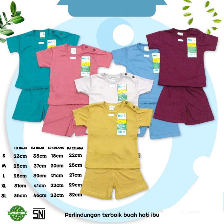 Baju Bayi Setelan Anak Kaos Premium Quality Polos / Baju Bayi Perempuan / Baju Bayi Laki Laki / Setelan Anak SNI