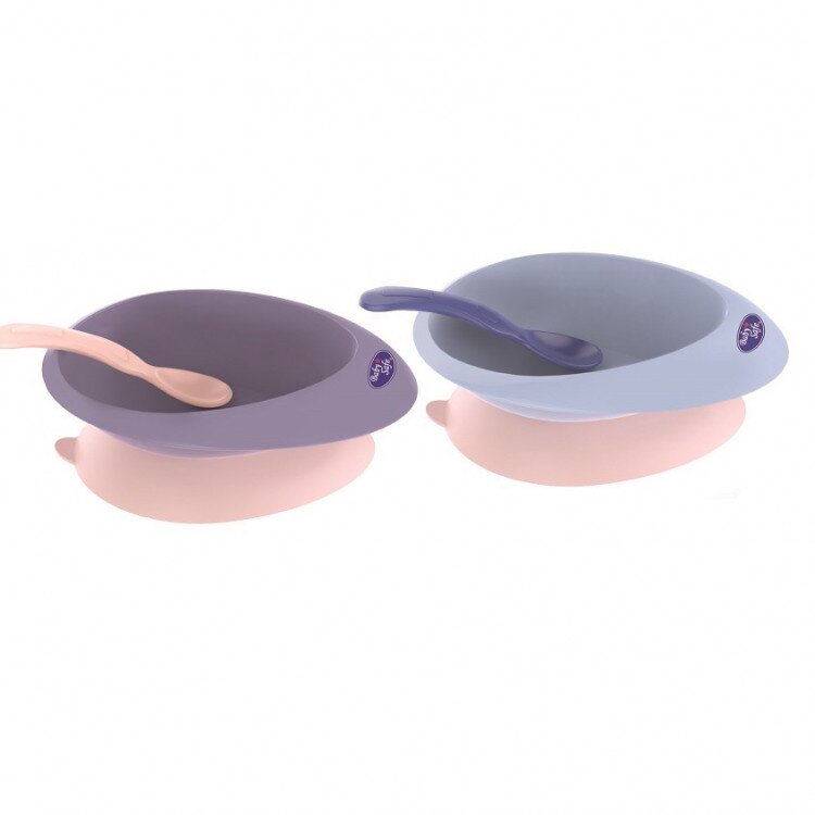 Mangkok Makan Bayi Anti Slip dengan Sendok Baby Safe / Tempat Makan Bayi Antislip + Sendok Bayi / Suction Bowl with Spoon