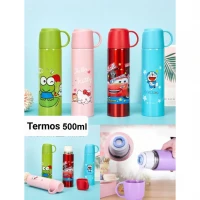 Termos Air Panas 500ml / Termos Karakter Hello Kitty Doraemon Cars Keroppi Bare Bears Panda