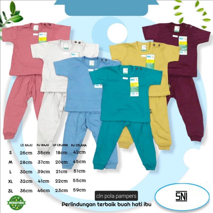 Setelan Baju Bayi Pendek Celana Panjang Polos / Baju Anak Kancing Pundak / Baju Tidur Anak / Piyama Anak Unisex