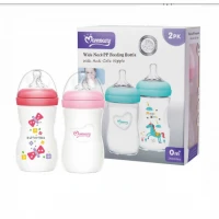 Paket Hemat 2 Botol Susu Bayi Wide Neck Plus Natural Nipple 120ml / 240ml / 330ml MomEasy / Dot Bayi BPA Free