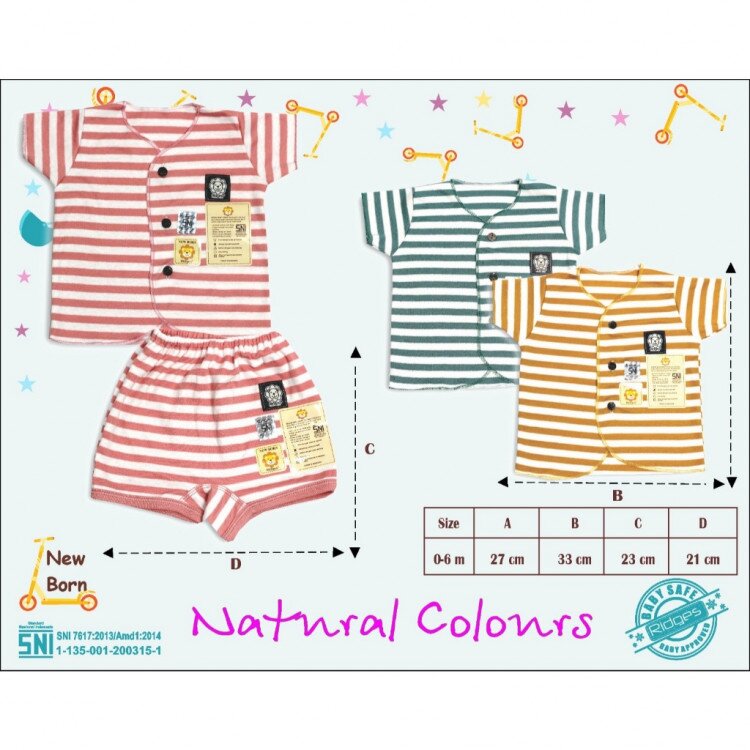 Setelan Baju Bayi Baru Lahir / Baju Baby Newborn Ridges Natural Colours