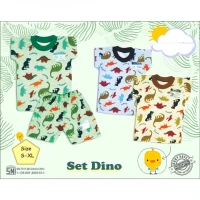 Baju Setelan Kaos Anak Ridges Motif Set Dino SNI / Baju Santai Anak / Setelan Anak Kaos Adem