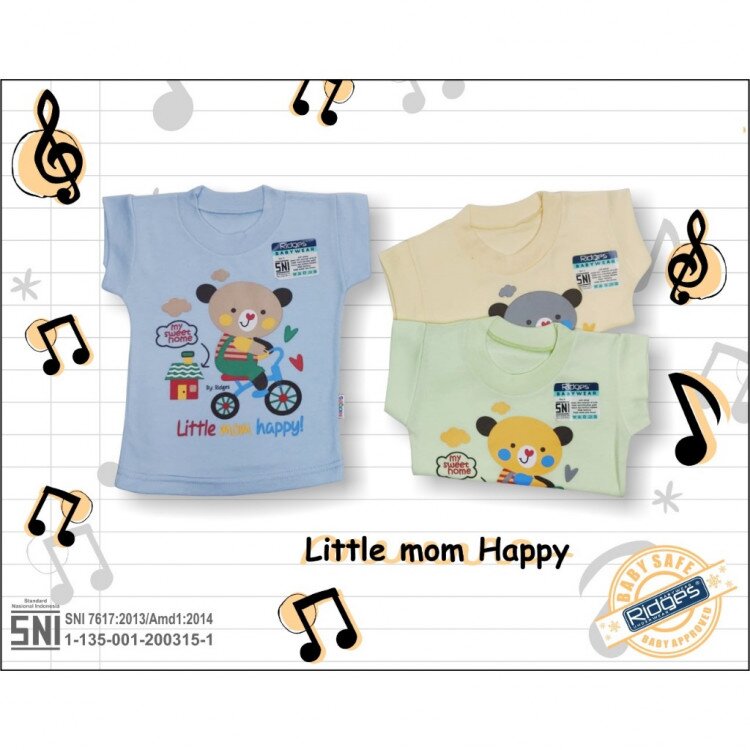 PROMO Baju Atasan Kaos Anak Ridges Polos Motif Random 3pcs SNI (0-2 tahunan)