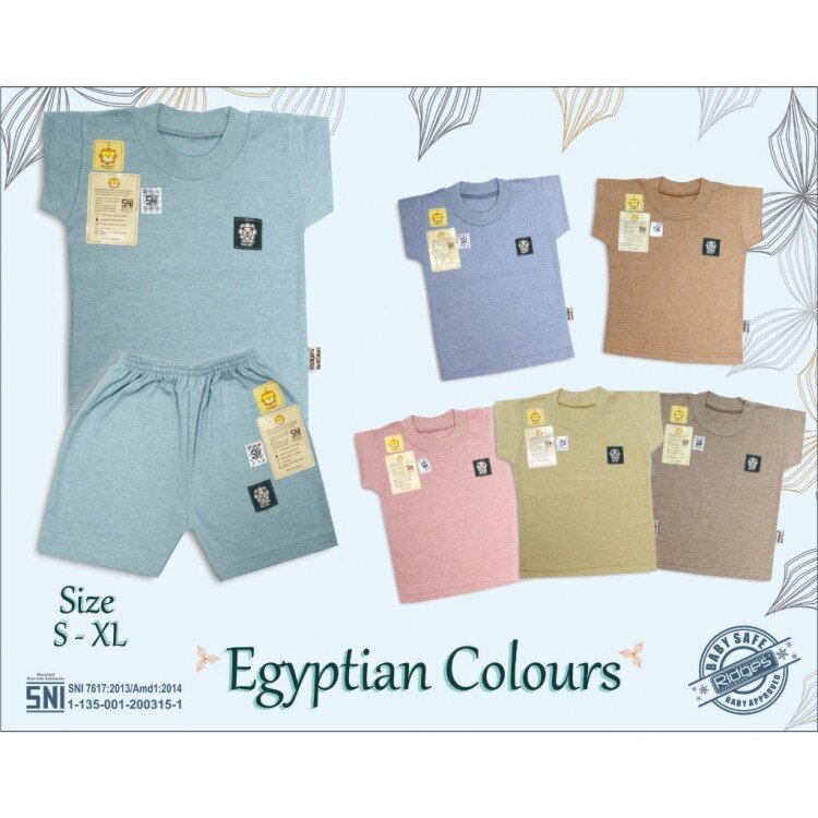 Baju Bayi Setelan Kaos Anak Ridges Egyptian Colours / Setelan Bayi Oblong / Setelan Bayi Laki-laki dan Perempuan / Baju Bayi adem / Baju Santai