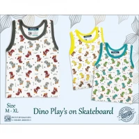 Promo Paket Baju Atasan Singlet Anak Ridges Motif Putih Random 3pcs SNI