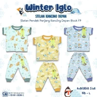 Paket Setelan Baju Bayi Kancing Depan RIDGES Motif Random 3pcs Newborn - 1 tahunan SNI / Piyama Anak Adem Anak 0-1 tahunan/ Baju Santai Anak