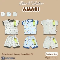 Paket Setelan Baju Bayi Pendek Kancing Depan RIDGES Motif 3pcs Newborn - 1 tahunan SNI / Piyama Anak Adem Anak 0-1 tahunan/ Baju Santai Anak