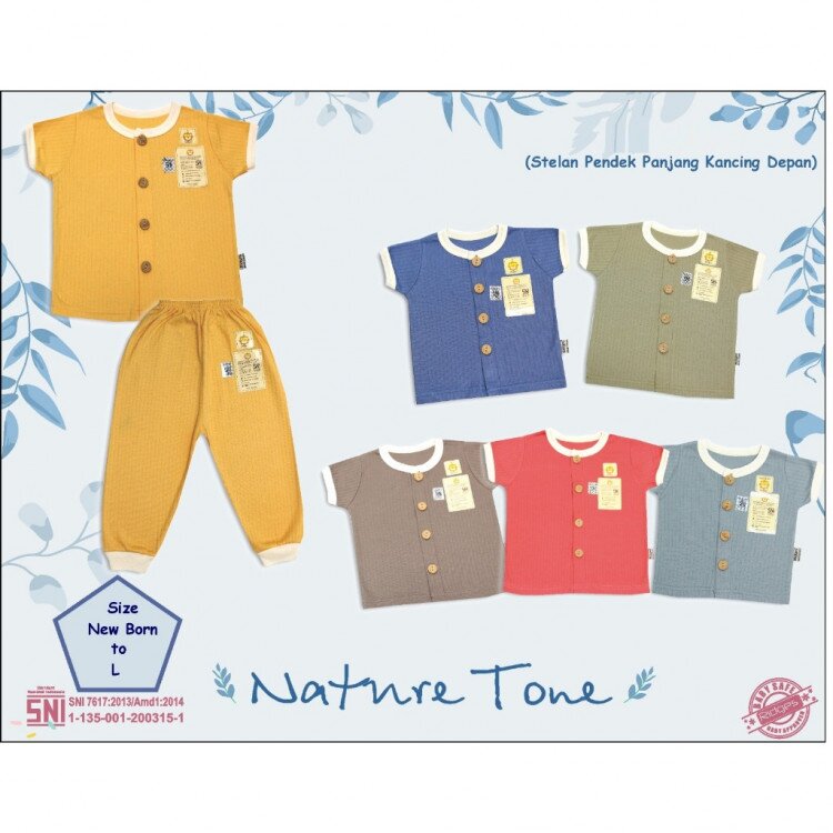 Paket Setelan Baju Bayi Pendek Panjang Kancing Depan RIDGES Polos 3pcs Newborn - 1 tahunan SNI / Piyama Anak Adem Anak 0-1 tahunan/ Baju Santai