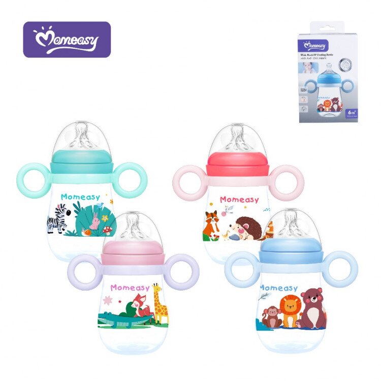 Botol Susu Pegangan Bayi Wide Neck Plus Natural Nipple MomEasy / Dot Bayi BPA Free
