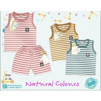 Paket Baju Bayi Setelan Singlet Kutung Kaos Anak Ridges 3pcs Natural Colours / Setelan Bayi Kutung / Setelan Bayi Laki-laki dan Perempuan / Baju Bayi