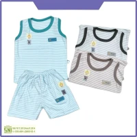 Paket Baju Bayi Setelan Singlet Kutung Kaos Anak Ridges 3pcs Salur Prosperity Stripes / Setelan Bayi Kutung / Setelan Bayi Laki-laki dan Perempuan / Baju