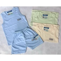 Paket Baju Bayi Setelan Singlet Kutung Anak Ridges 3pcs Polos / Setelan Bayi Kutung / Setelan Bayi Laki-laki dan Perempuan / Baju Bayi adem /