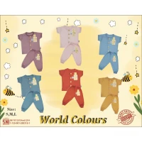 Paket Setelan Baju Bayi Pendek Panjang Kancing Depan RIDGES Polos World Colours 3pcs Newborn - 1 tahunan SNI / Piyama Anak Adem Anak 0-1 tahunan/