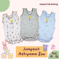 Jumpsuit Pop Buntung Ridges 3pcs / Jumper Bayi / Baju Kodok Bayi / Jumper Dalaman Bayi Bahan Adem dan Halus