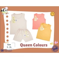 Baju Setelan Anak Singlet Ridges Polos Warna Queen Colours / Baju Bayi Adem Lembut ber-SNI