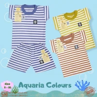 Paket Baju Bayi Setelan Singlet Kutung Kaos Anak Ridges 3pcs Aquaria Colours / Setelan Bayi Kutung / Setelan Bayi Laki-laki dan Perempuan / Baju Bayi
