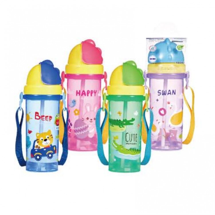 Botol Minum Anak Sedotan 450ml MomEasy / Botol Minum Anak Sekolah / Botol Minum Sedotan Tali Panjang / Botol Minum Training Cup Anak
