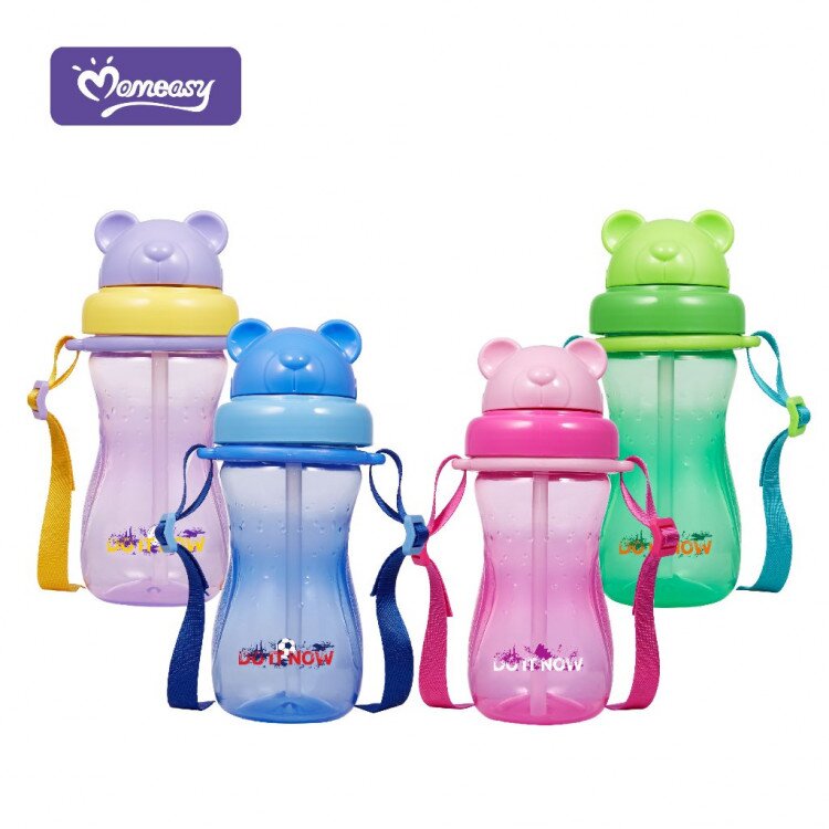Botol Minum Anak Sedotan Bear 400ml MomEasy / Botol Minum Anak Sekolah / Botol Minum Sedotan Tali Panjang / Botol Minum Training Cup Anak