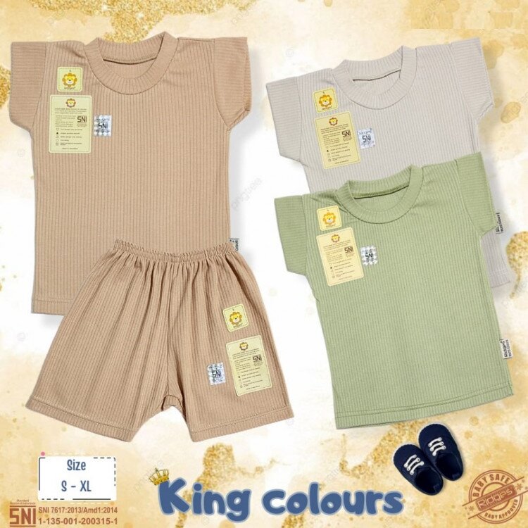 Baju Bayi Setelan Kaos Anak Ridges King Colours / Setelan Bayi Oblong / Setelan Bayi Laki-laki dan Perempuan / Baju Bayi adem / Baju Santai