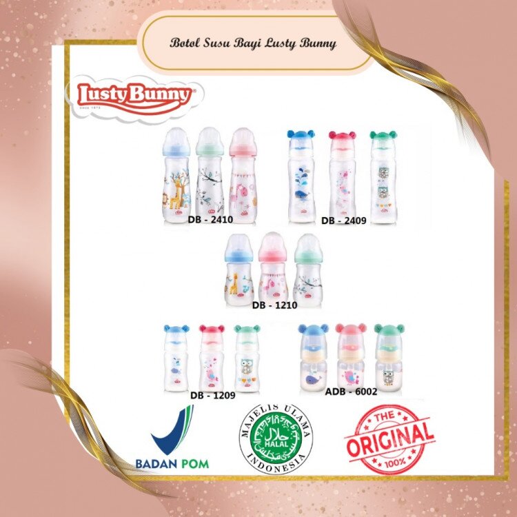 Paket Hemat Botol Susu Bayi Lusty Bunny Slim Neck 3pcs (PROMO Sale Cuci Gudang) / Regular Silicone Nipple Bulat BPA Free