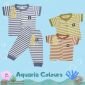Paket Setelan Baju Bayi Pendek Kancing Depan RIDGES Salur Aquaria 3pcs Newborn - 1 tahunan SNI / Piyama Anak Adem Anak 0-1 tahunan/ Baju Santai Anak / Baju Tidur Anak #1