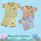 Setelan Baju Bayi Pendek Panjang Kancing Depan RIDGES Salur Aquaria Newborn - 1 tahunan SNI / Piyama Anak Adem Anak 0-1 tahunan/ Baju Santai Anak