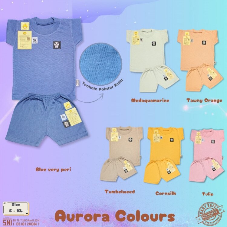 Baju Bayi Setelan Kaos Anak Ridges Aurora Colours / Setelan Bayi Oblong / Setelan Bayi Laki-laki dan Perempuan / Baju Bayi adem / Baju Santai