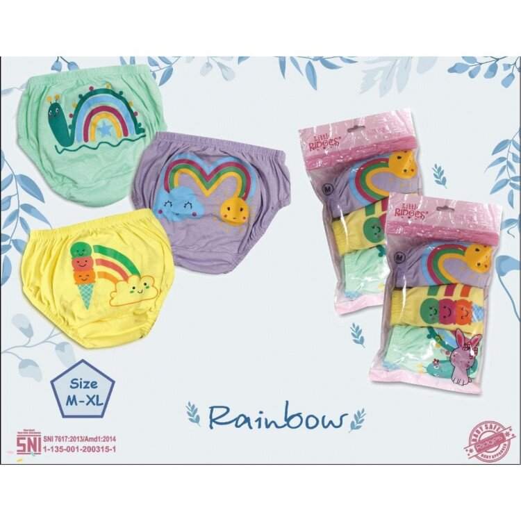 Celana Dalam Anak Perempuan Cewek Ridges Fancy Rainbow 3pcs / CD anak Cewek