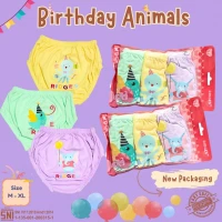 Celana Dalam Anak Perempuan Cewek Ridges Fancy Birthday Animals 3pcs / CD anak Cewek