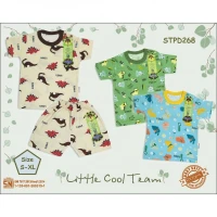 Paket Setelan Baju Bayi Pendek Kancing Pundak Ridges Little Cool Team / Baju Santai Anak / Setelan Oblong Anak Unisex