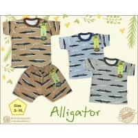 Paket Setelan Baju Bayi Pendek Kancing Pundak Ridges Alligator / Baju Santai Anak / Setelan Oblong Anak Unisex